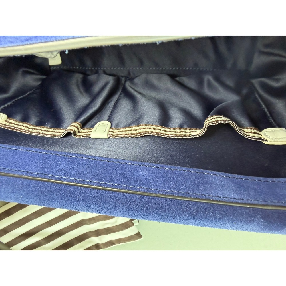 Henri Bendel Plaza Top Handle Satchel Blue Plaza Leather Suede NWOT Crossbody - Picture 15 of 16